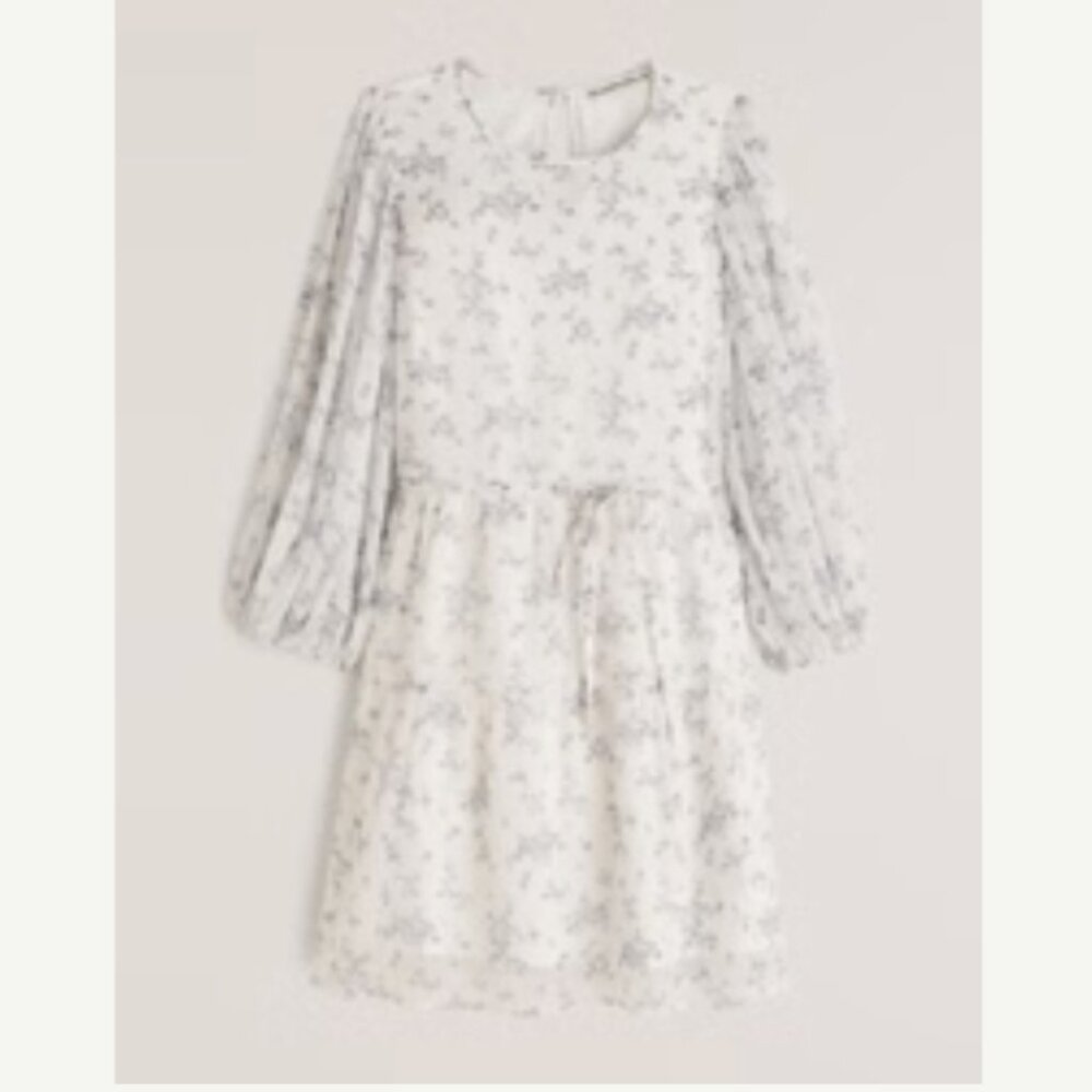 Abercrombie & Fitch Tiered Chiffon Dress | Blue and White - SP